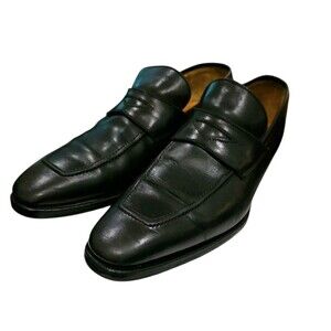 Canali Loafers Mens Sz 10.5 Black Leather  Italian Dress Formal Slip On